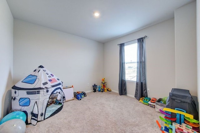 game room with carpet floors