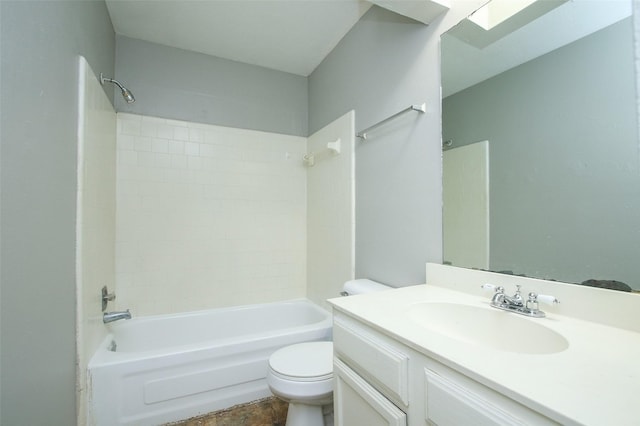 full bathroom with vanity, shower / bath combination, and toilet