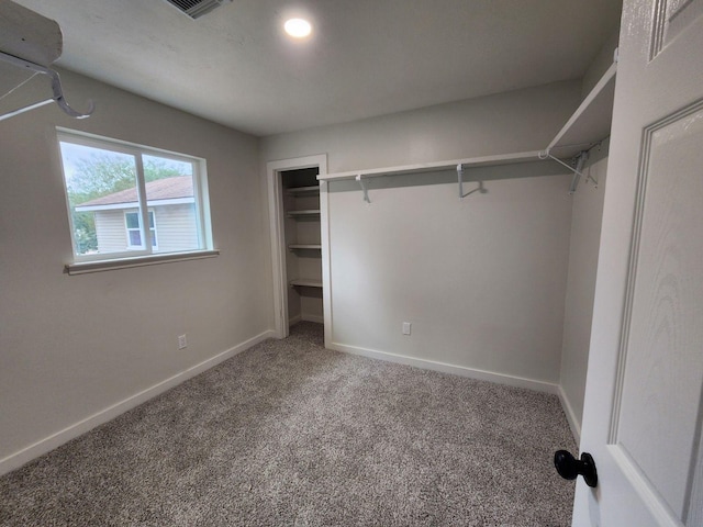 walk in closet featuring carpet floors