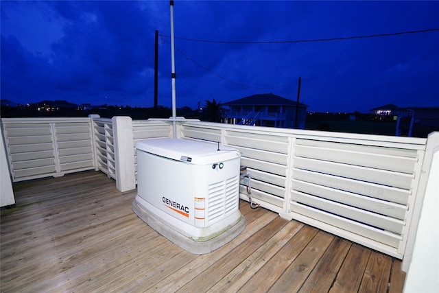 view of deck at night