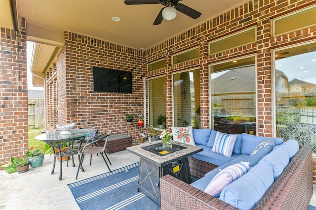 view of patio / terrace with outdoor lounge area and ceiling fan