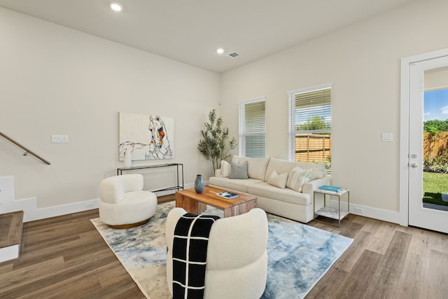 living room featuring hardwood / wood-style floors