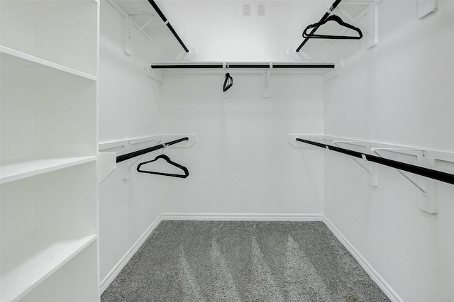 walk in closet with carpet