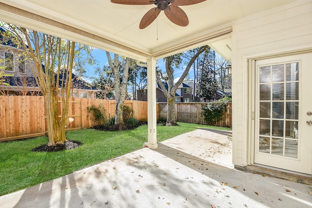 view of patio with ceiling fan