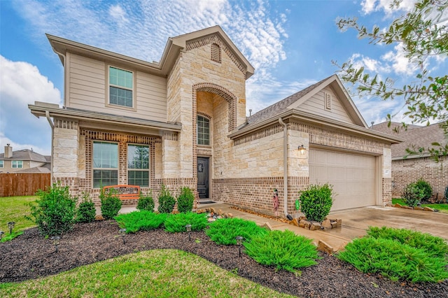 view of front of house with a garage