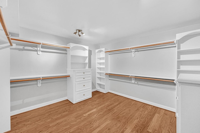 walk in closet featuring light hardwood / wood-style flooring