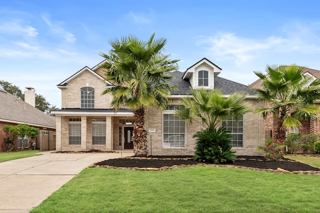 view of front of house with a front lawn