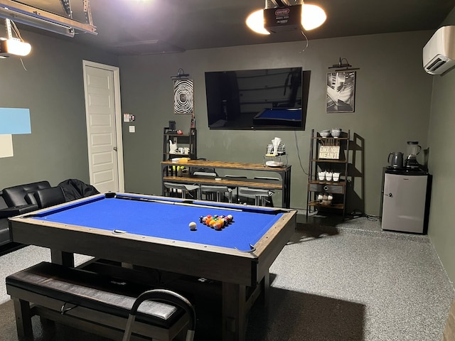 game room featuring a wall unit AC and pool table