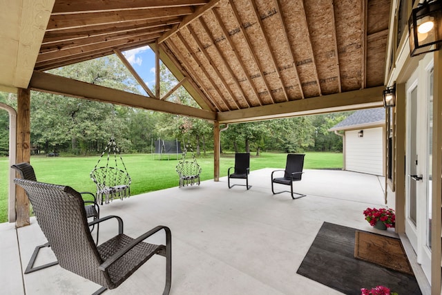 view of patio with a trampoline