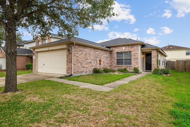 view of front facade featuring a front yard and a garage