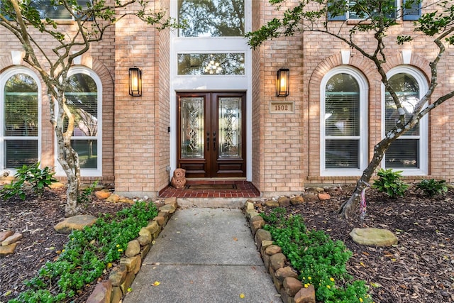 view of exterior entry with french doors