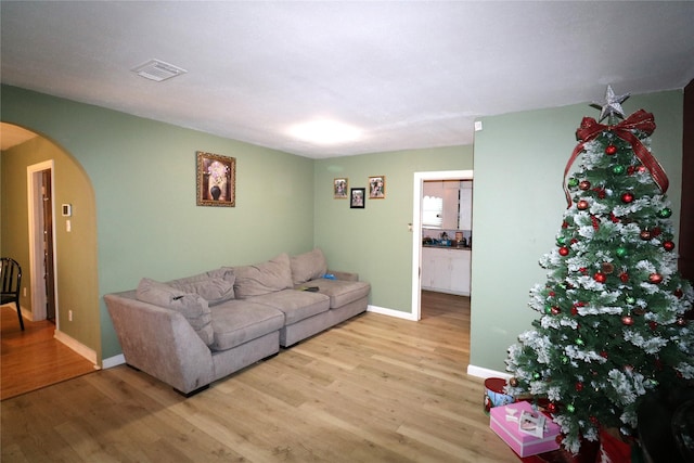 living room featuring light hardwood / wood-style flooring