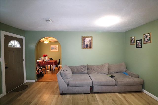 living room with light wood-type flooring