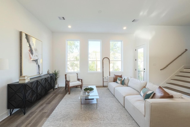 living room featuring hardwood / wood-style flooring