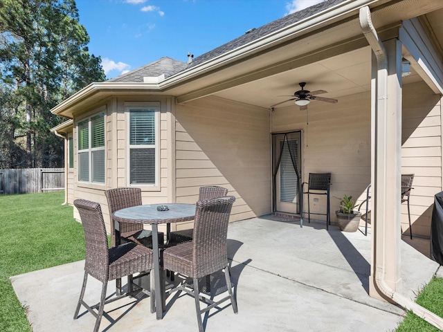 view of patio with ceiling fan