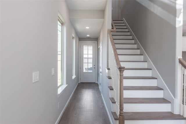 stairway with wood-type flooring