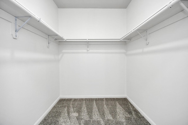 spacious closet featuring dark carpet