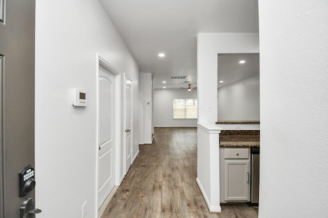 hall featuring hardwood / wood-style flooring