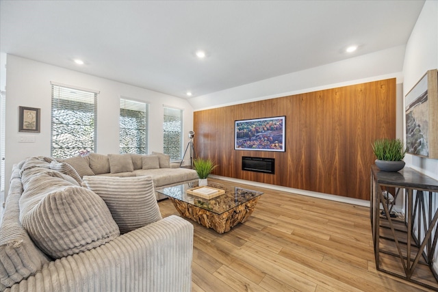 living room with light hardwood / wood-style floors