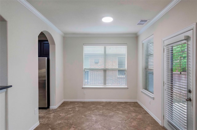 interior space with ornamental molding