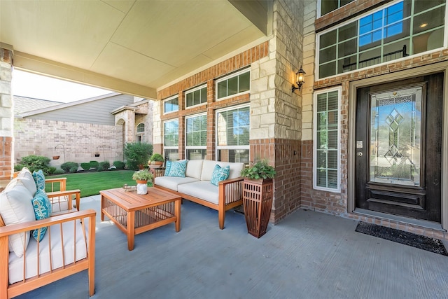 exterior space with an outdoor hangout area