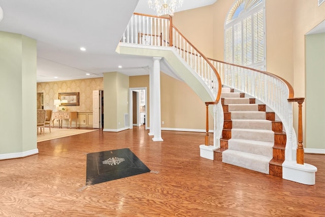 entryway featuring an inviting chandelier