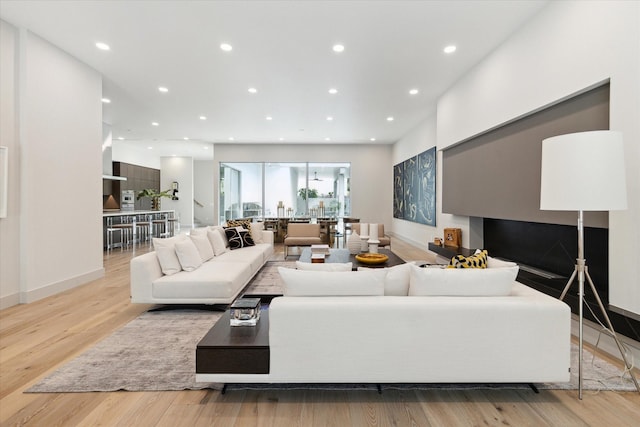 living room featuring light hardwood / wood-style flooring