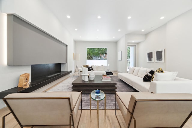 living room with light wood-type flooring