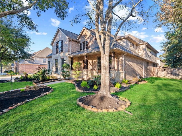 craftsman inspired home featuring a front lawn