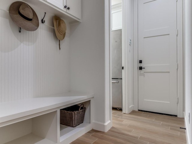 mudroom featuring light hardwood / wood-style floors