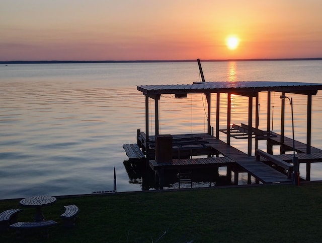 view of dock featuring a water view