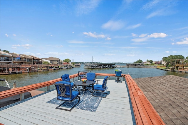 view of dock featuring a water view