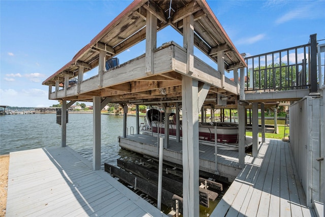 dock area featuring a water view