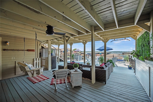 deck with an outdoor hangout area