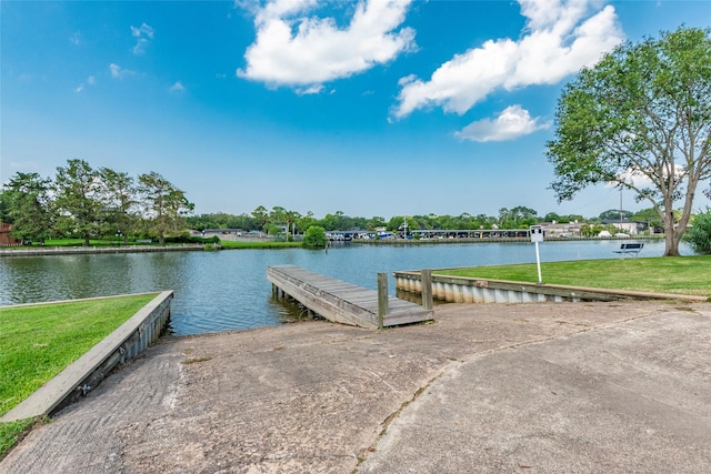 dock area featuring a water view