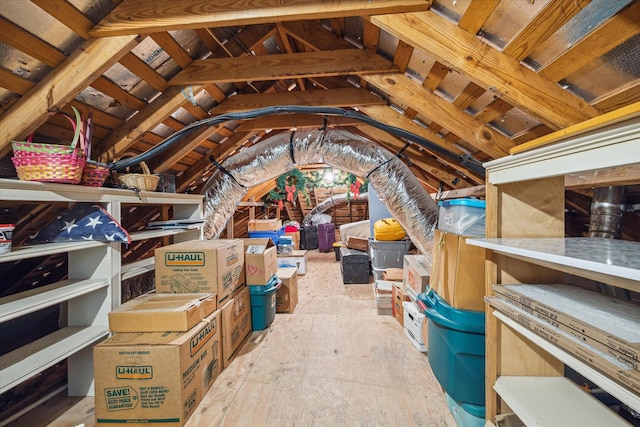 view of unfinished attic