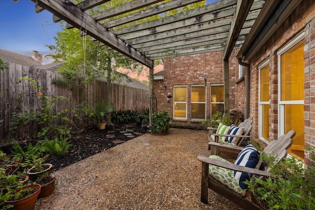 view of yard featuring a patio area and a pergola