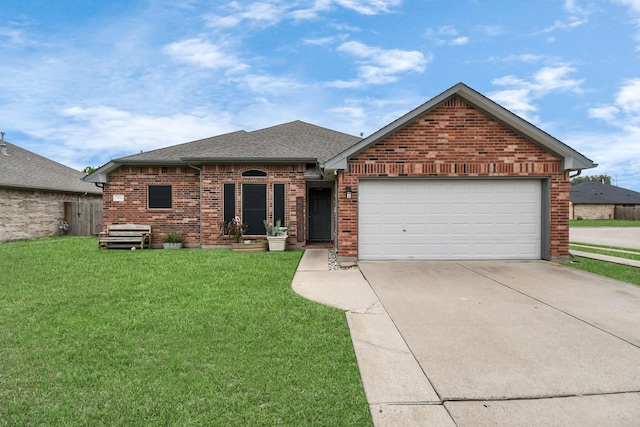 view of front facade with a garage and a front yard