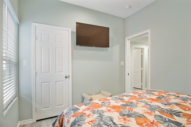 bedroom featuring light hardwood / wood-style floors