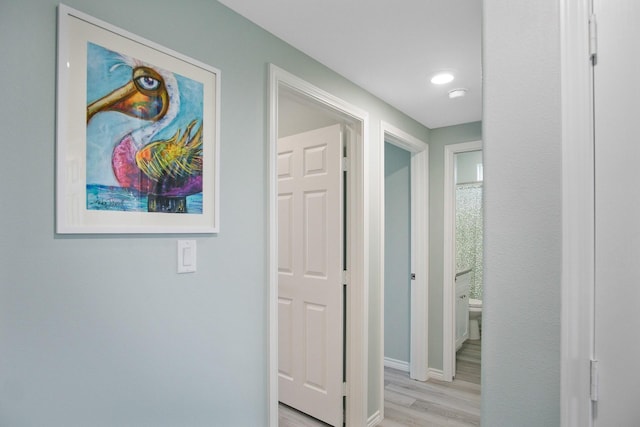 hall featuring light hardwood / wood-style flooring