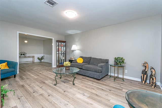 living room featuring light hardwood / wood-style flooring