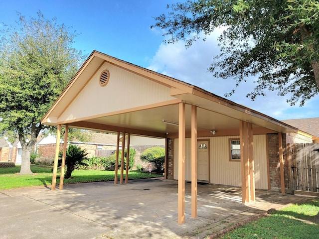 exterior space featuring a carport