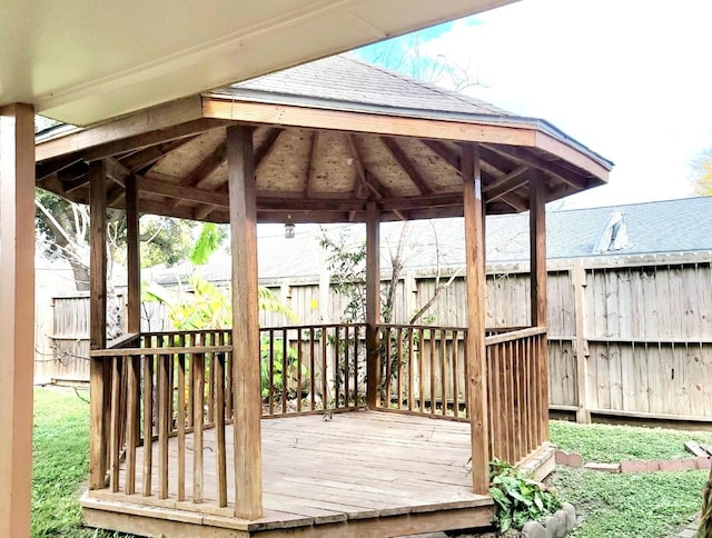 3827 Monmouth Ln, Pasadena, TX 77505 - wooden terrace featuring fence and a gazebo