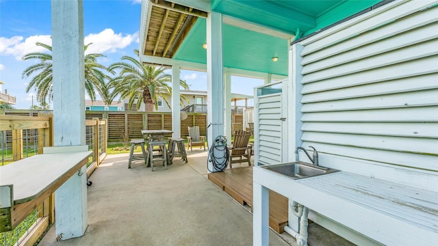 view of patio with sink