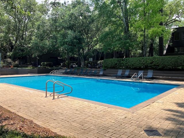 view of pool featuring a patio