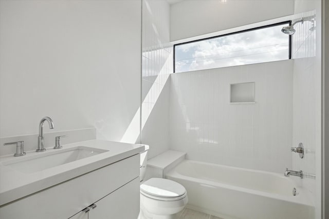 full bathroom featuring vanity, toilet, and tub / shower combination