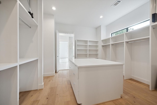 spacious closet featuring light wood-type flooring