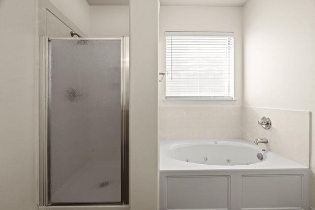 bathroom with plus walk in shower