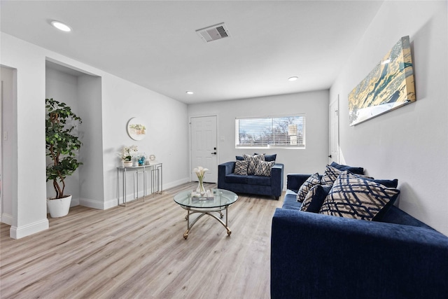 living room featuring light hardwood / wood-style floors