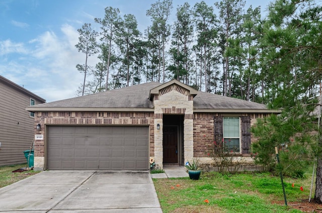 single story home with a garage